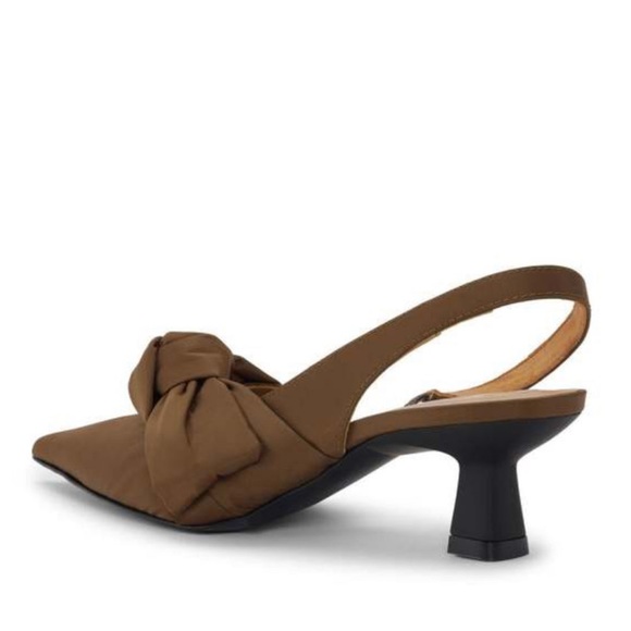 GANNI Soft Bow Slingback Pumps in Chicory Coffee - Picture 3 of 11